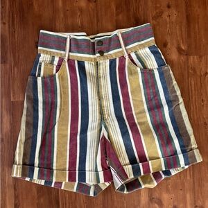Vintage Stuffed Shirt Striped High-Waisted Shorts